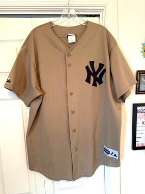 Rare Vintage Majestic New York Yankees Brown Beige Jersey Size XXL USA Made
